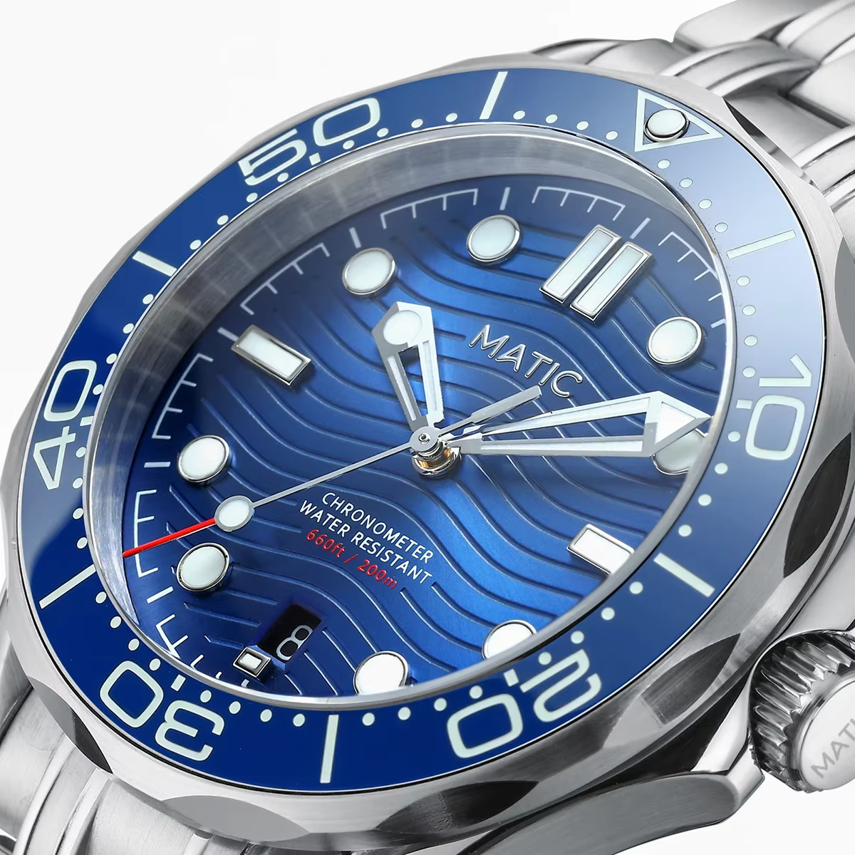 MATIC WATCH DIVER 200M 41mm PT5000 Montres-bracelets mécaniques [cadran bleu avec insert de lunette lumineuse]