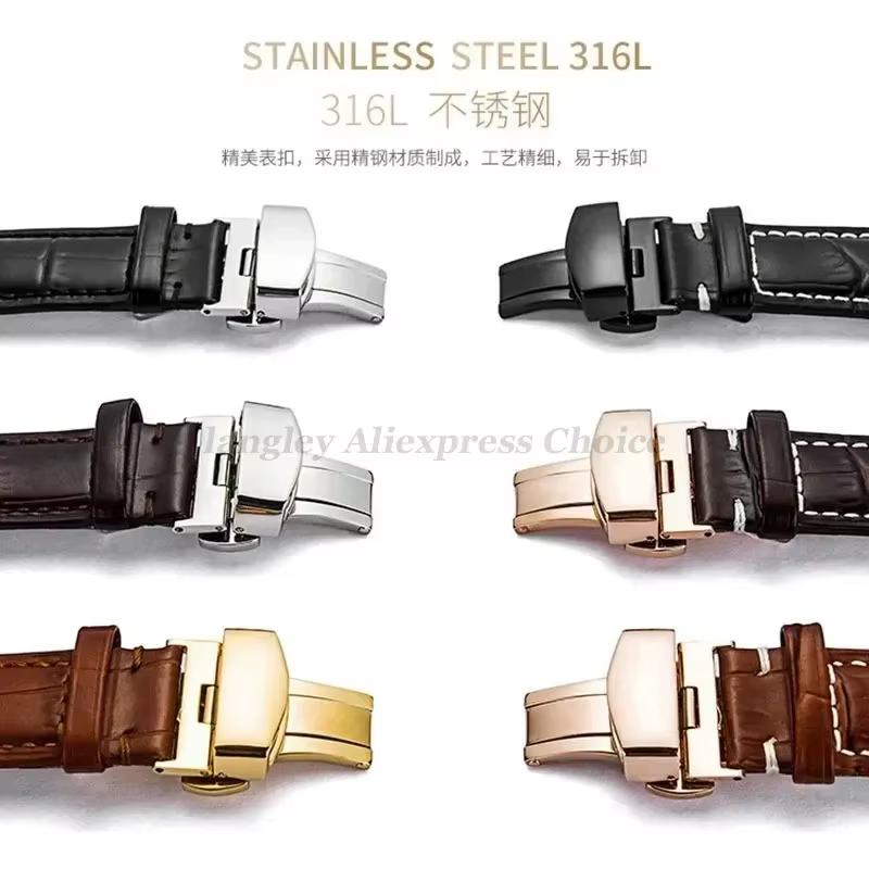 Bracelet de montre en cuir véritable avec boîte