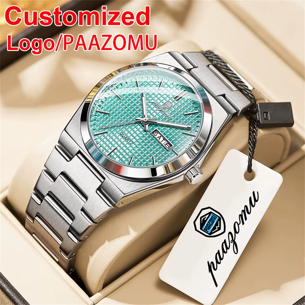 PAAZOMU Original luxe hommes horloge mode lumineux étanche chronographe Date montre pour homme en cuir Quartz