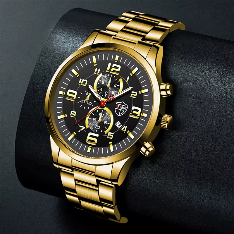 Montres de sport à quartz en acier inoxydable pour hommes