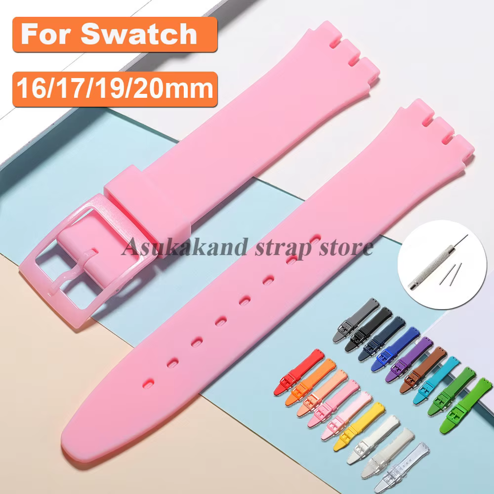 Bracelet de montre en Silicone rose pour Swatch