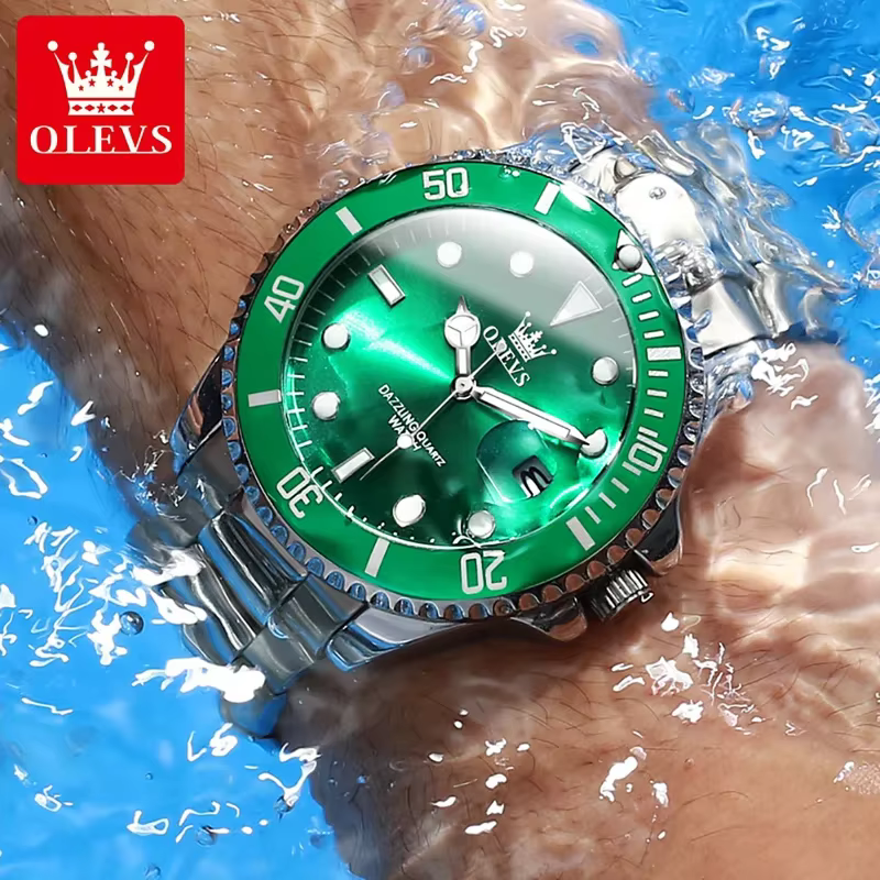 OLEVS montre à Quartz originale pour hommes en acier inoxydable étanche montres de sport mode luxe haut marque