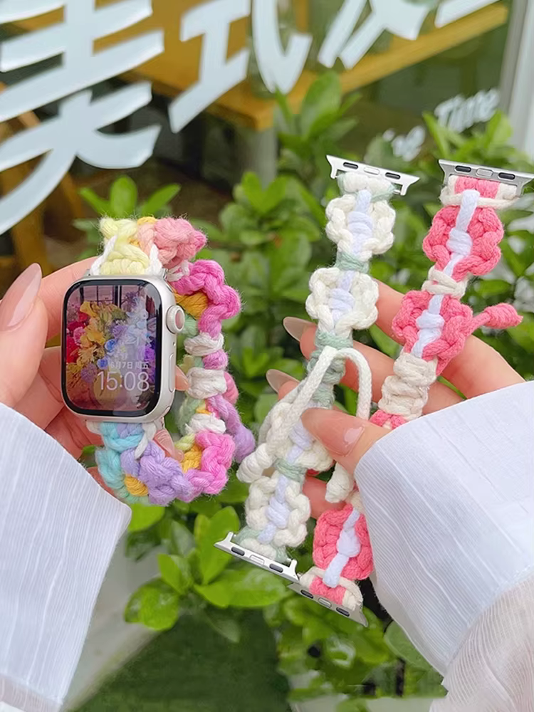 Bracelet à fleurs arc-en-ciel mignon pour Apple Watch