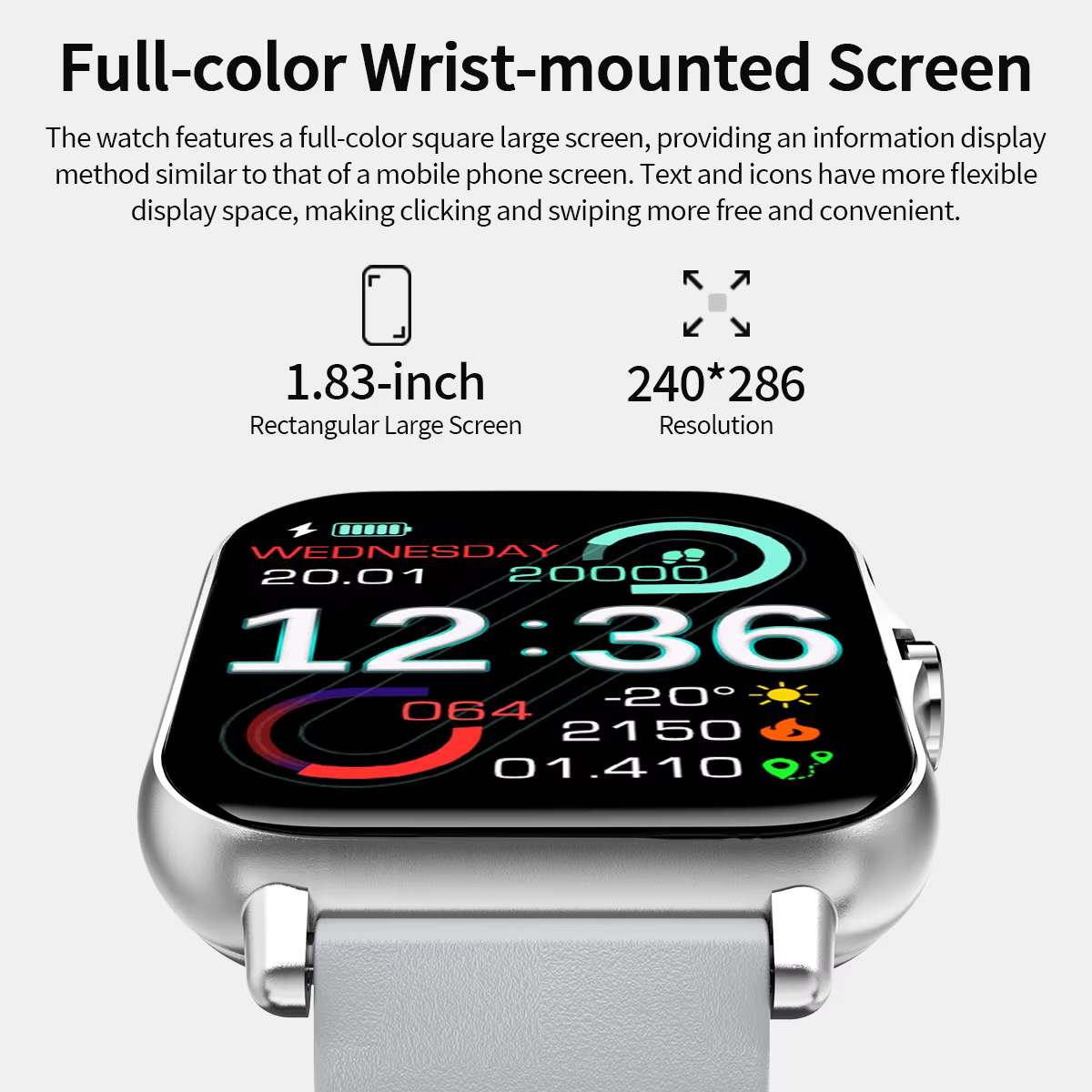 Nouveau Smartwatch BT appel surveillance de la santé et du sommeil 1.83 ''écran HD enfants montre intelligente étanche mode Bracelet de sport pour femmes hommes