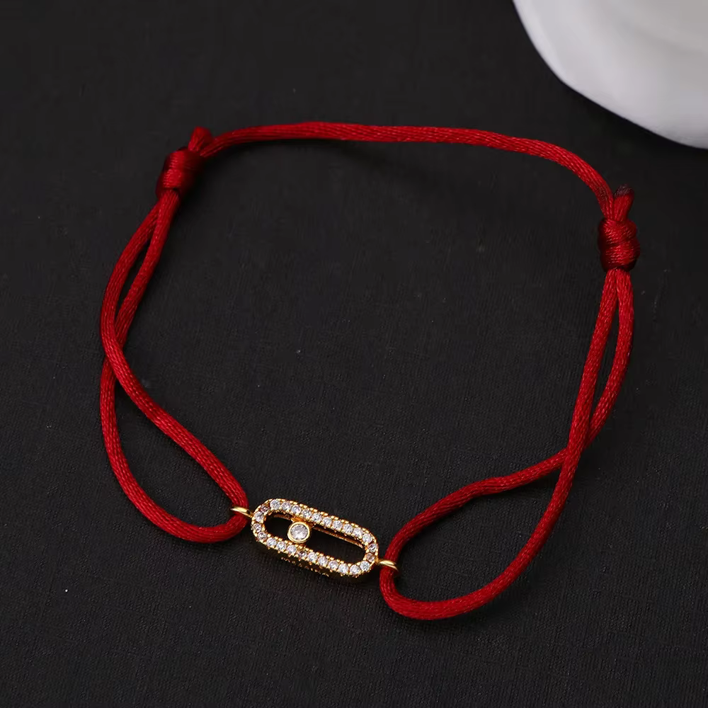Bracelet en corde tressée avec zircon coulissant