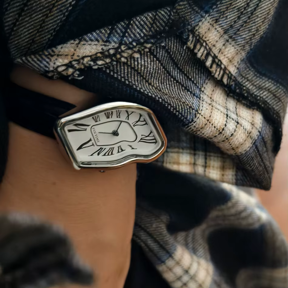 PINTIME 2026 Montre Y2K dorée à quartz pour femmes et hommes