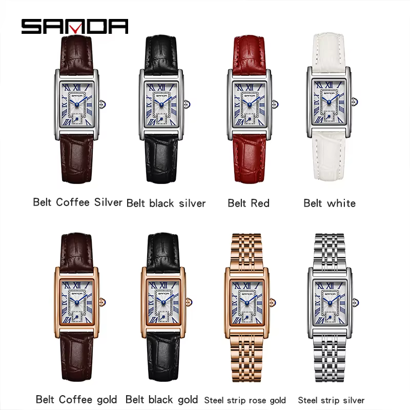 SANDA 1116 nouvelle femme montre Bracelet de luxe mode affaires en cuir acier Quartz montres pour femmes cadeau Relogio Mujeres