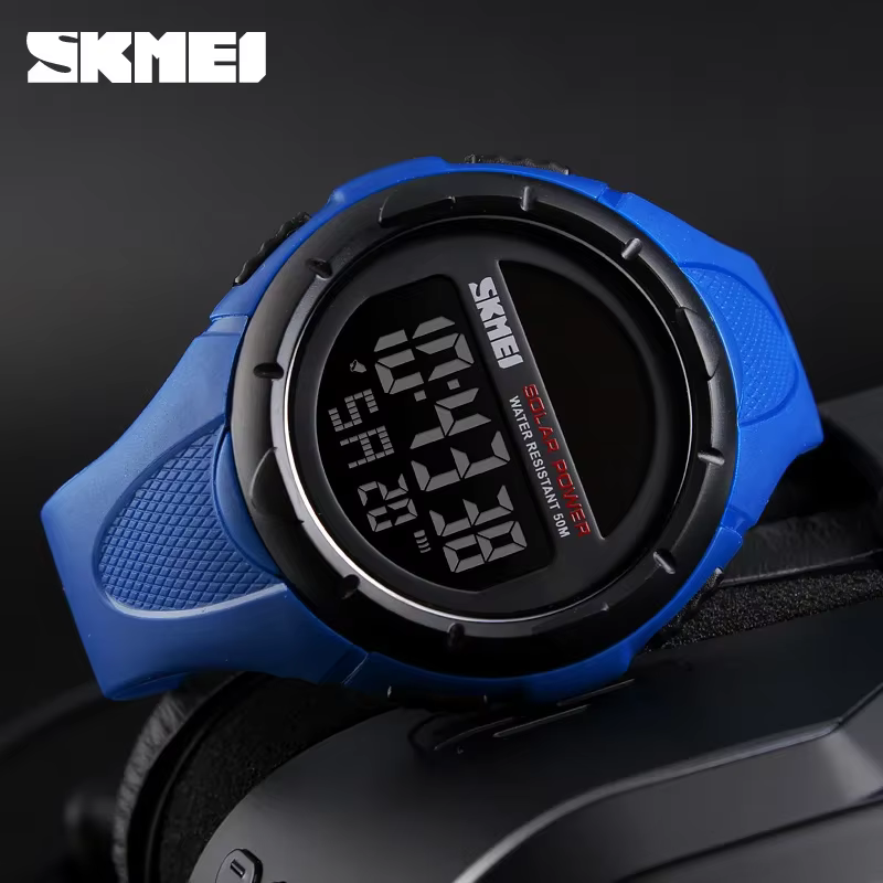 SKMEI 1405 solaire pour l'alimentation alarme environnementale mâle horloge reloj hombre hommes montres lumineuses