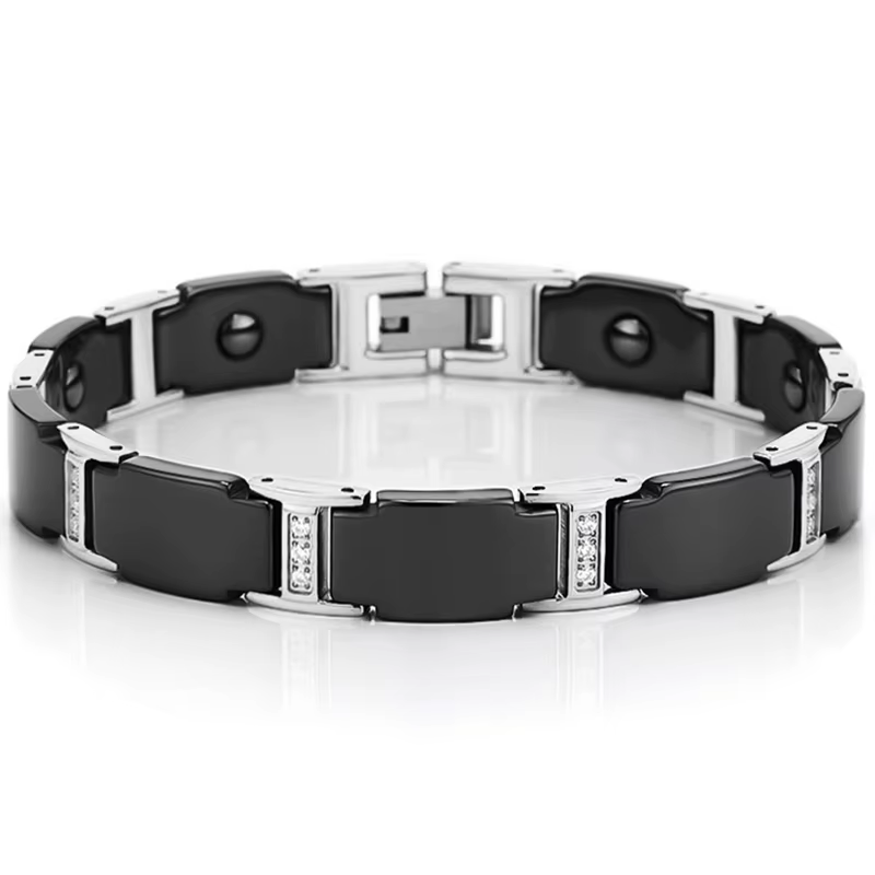 Bracelet magnétique en céramique et acier inoxydable pour homme