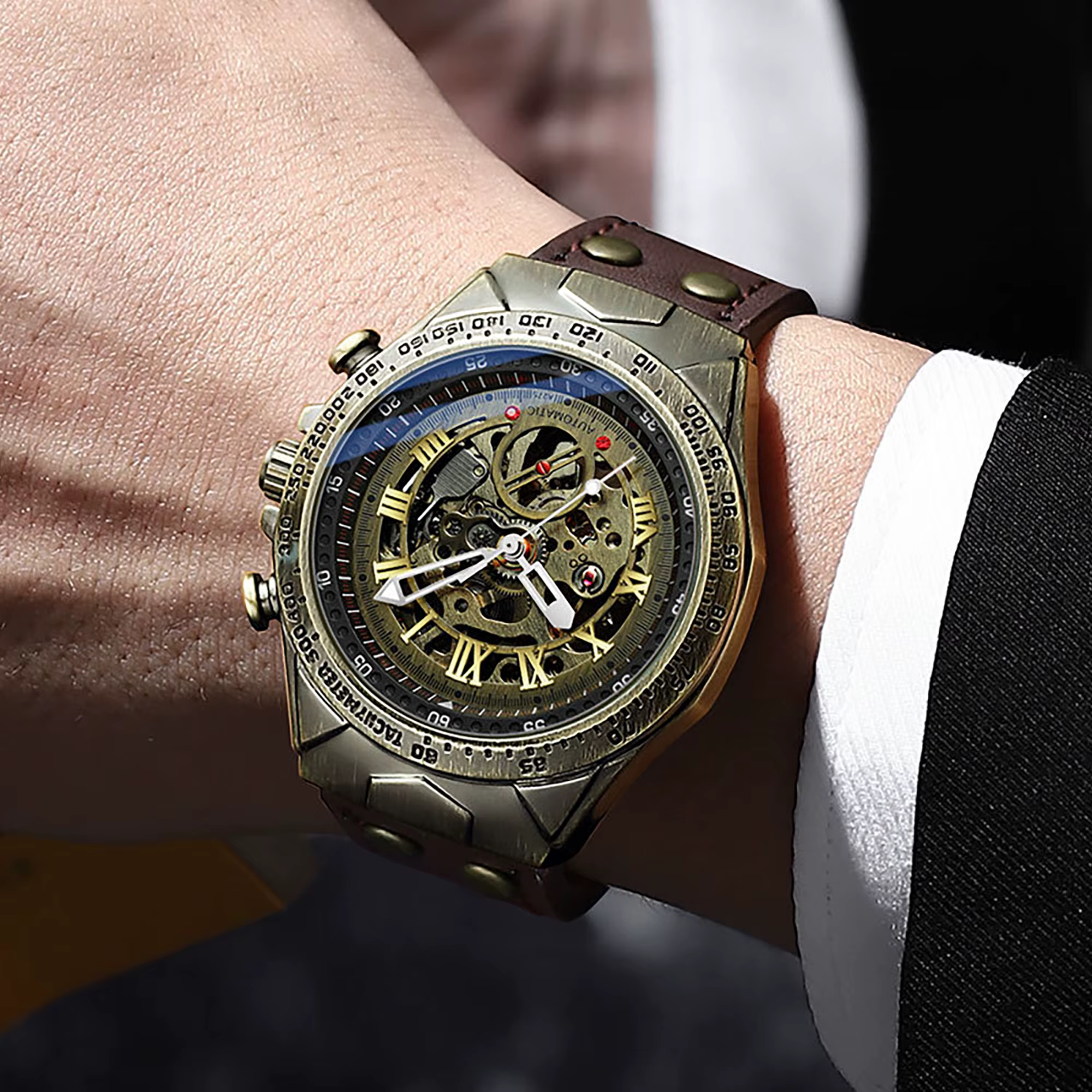 Montre mécanique vintage de luxe BINBOND pour homme