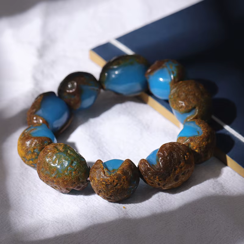 Bracelet Lamper mexicain avec cuir ambre pierre originale Bracelet en cire d'abeille pour hommes et femmes Lamper de deuxième génération