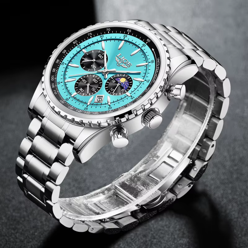 Relogio Masculino LIGE nouveaux hommes montre avec entièrement en acier étanche