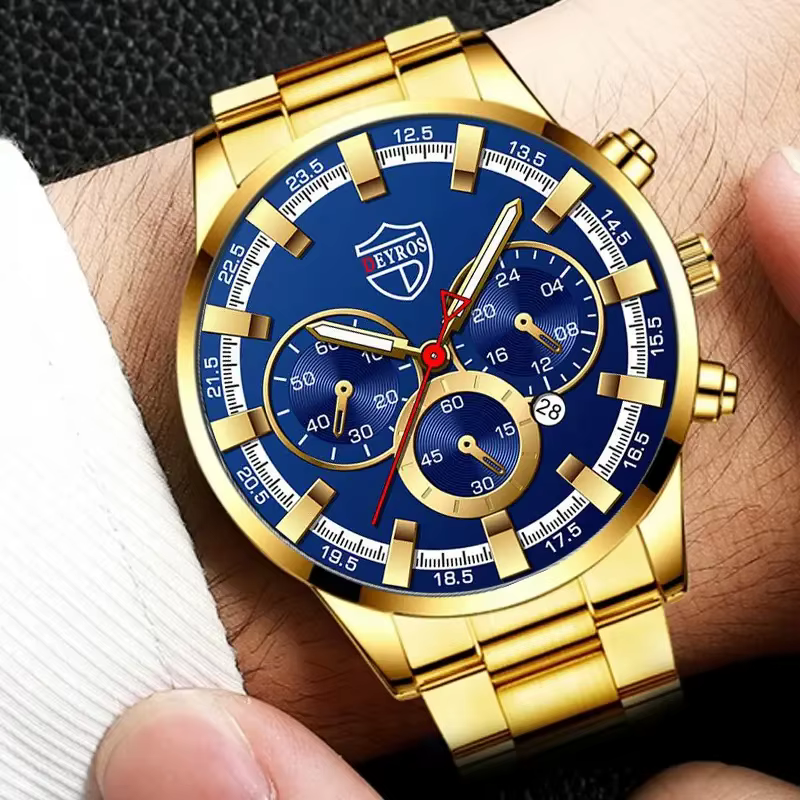 Montre-bracelet à quartz en acier inoxydable pour homme