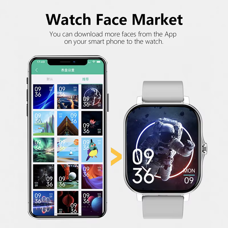 1.83 ''Sport montre intelligente Fitness horloge moniteur de santé étanche Smartwatch sans fil appel montres pour hommes femmes IOS Android 2025