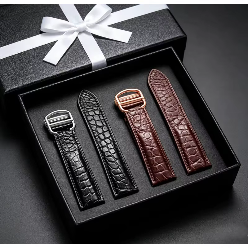 Bracelet de montre en cuir véritable pour homme