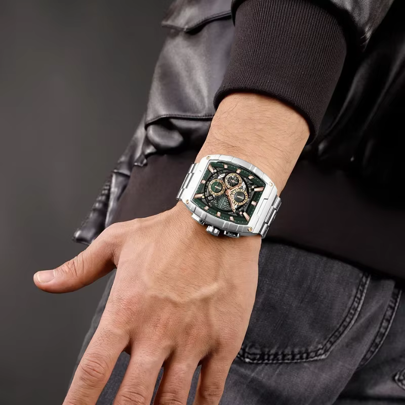 Montre-bracelet à quartz Tonneau pour homme