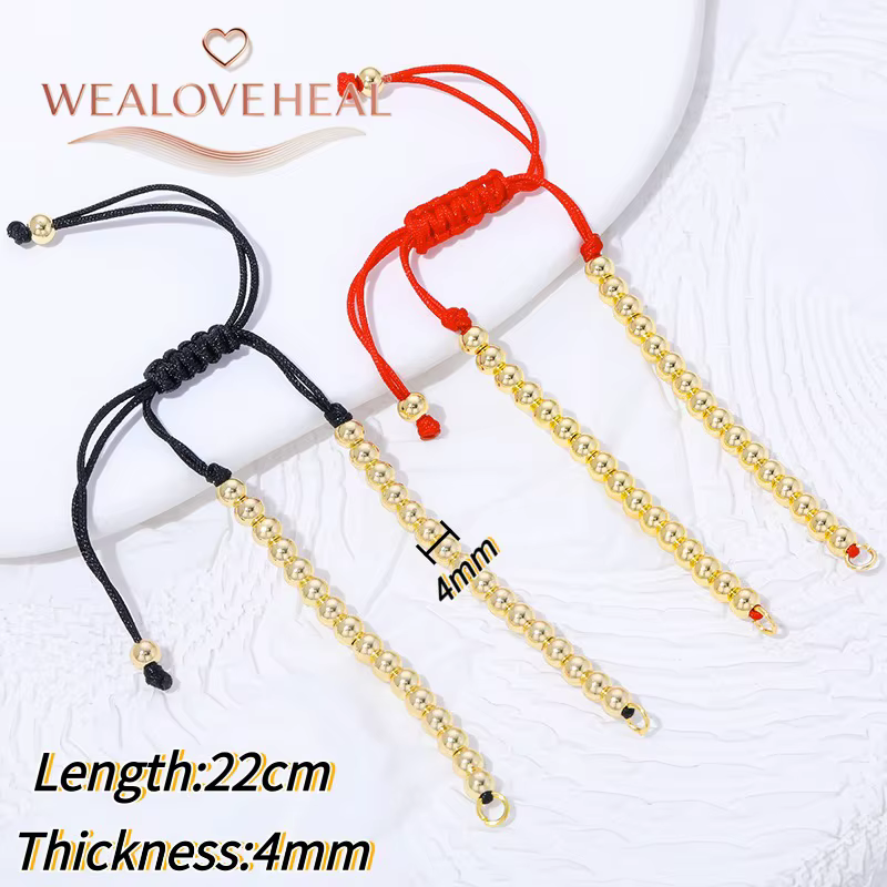 Nouveauté 2026 Bracelets en macramé réglables en laiton plaqué or 18K avec perles pour Hommes et Femmes, composants pour la fabrication de bijoux DIY