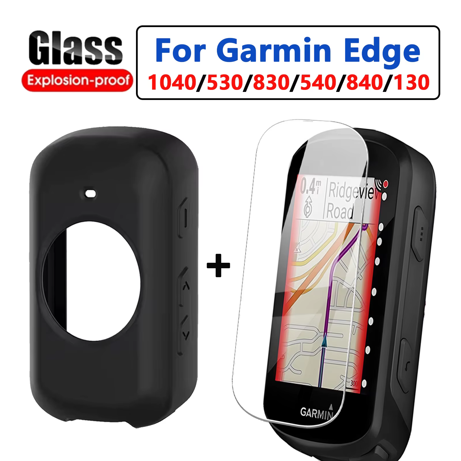 Verre trempé + étui en silicone pour Garmin Edge 530 830 840 540 1040 130 GPS
