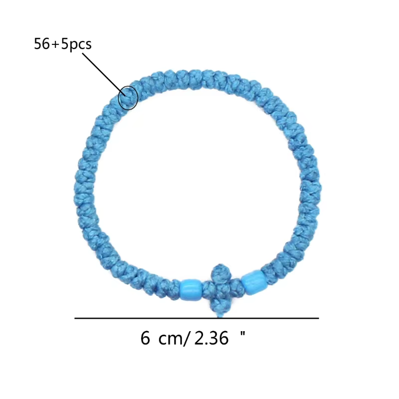 Bracelet en corde prière orthodoxe grecque réglable, chaîne à main tricotée chrétienne pour femmes