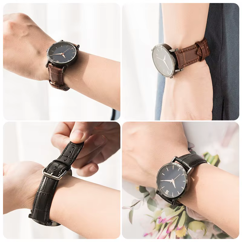 16mm 18mm 20mm 22mm 24mm bracelet de montre en cuir de veau à dégagement rapide pour femmes