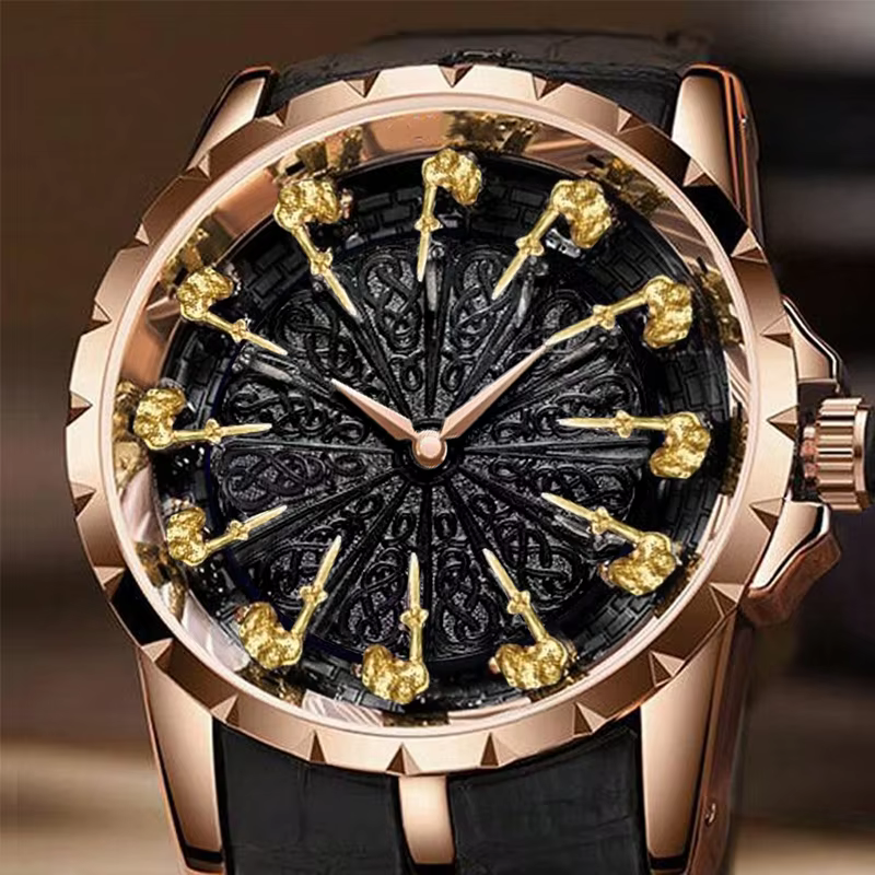 Nouvelle montre pour hommes en or rose style sportif