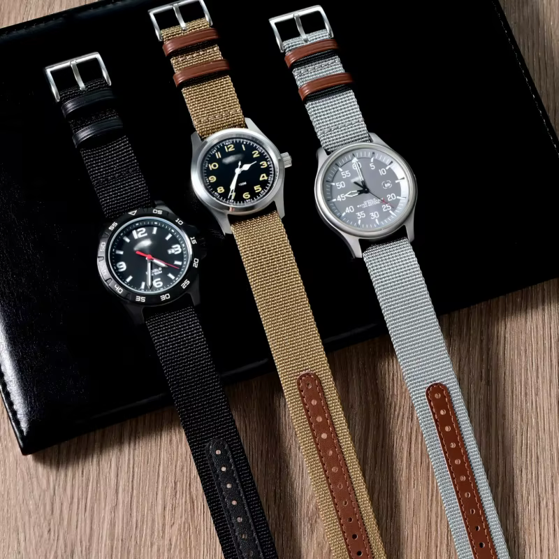 Bracelet de montre en cuir et nylon