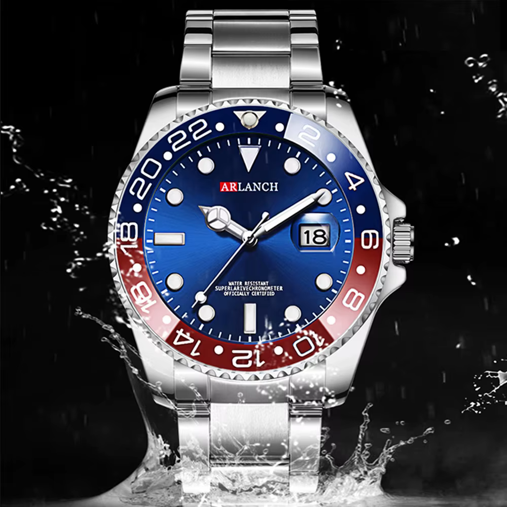 Montre à quartz en acier pour hommes