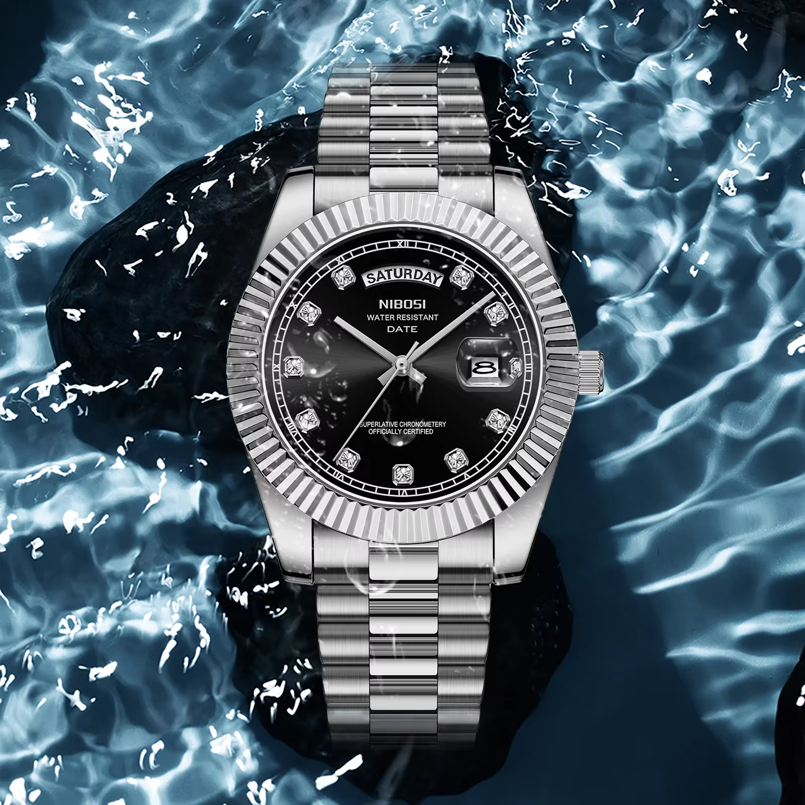 NIBOSI hommes montres haut de gamme de luxe or diamants montre classique