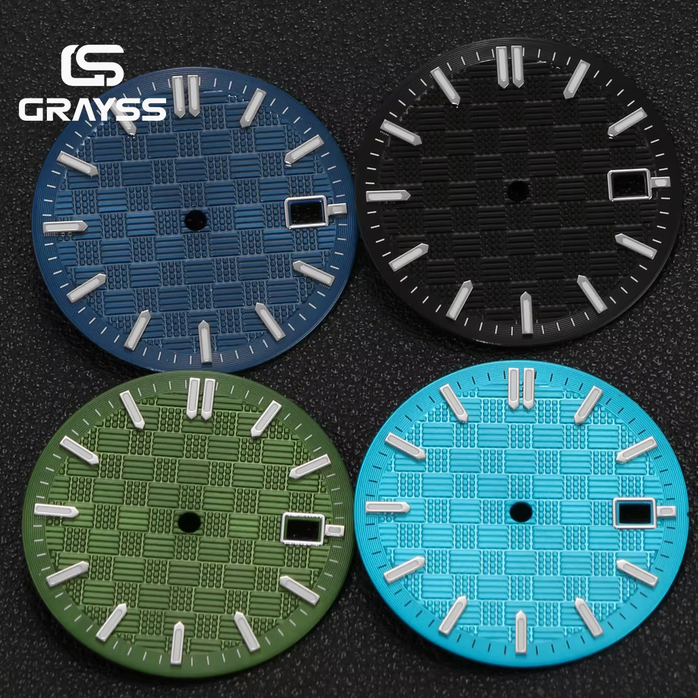Cadran de montre stérile 31 mm bleu glace/vert/noir