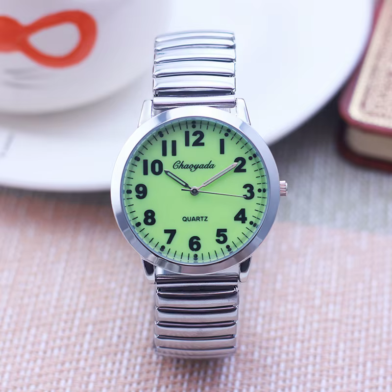 CYD femme homme Couple amoureux visage lumineux numérique qualité montres bracelet élastique en acier inoxydable aiguilles lumineuses montre électronique