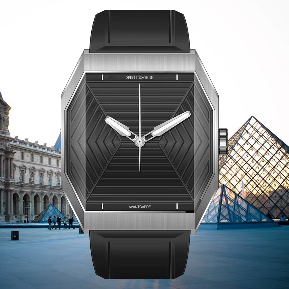 SpecPrint& Söhne-Montre carrée en acier inoxydable pour homme