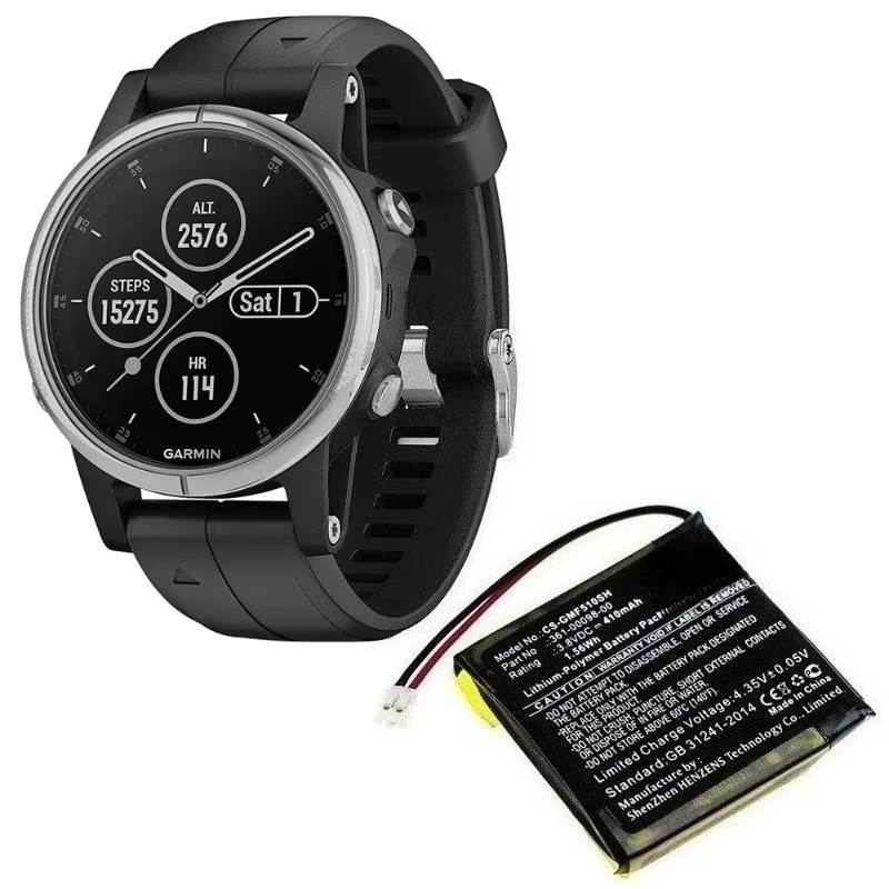 Nouveau 361-00098-00 3.8V 410mAh batterie de remplacement pour montre intelligente pour Garmin Fenix 5