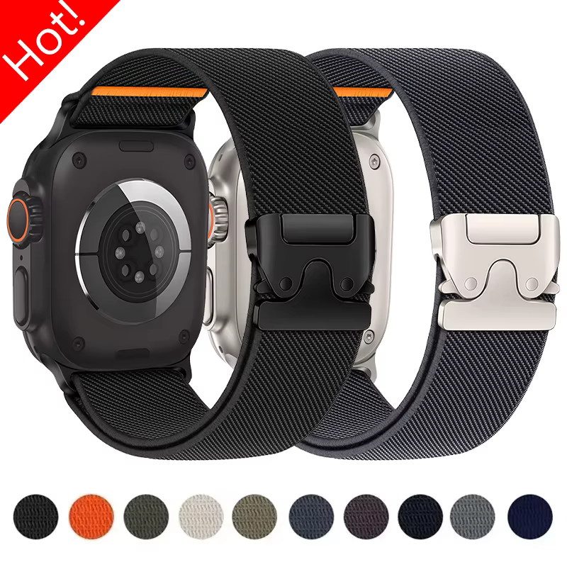 Sangle en nylon de parachute pour bracelet Apple Watch 46 mm Ultra 3 2 49 mm 44 mm 42 mm 40 mm 45 mm 41 mm