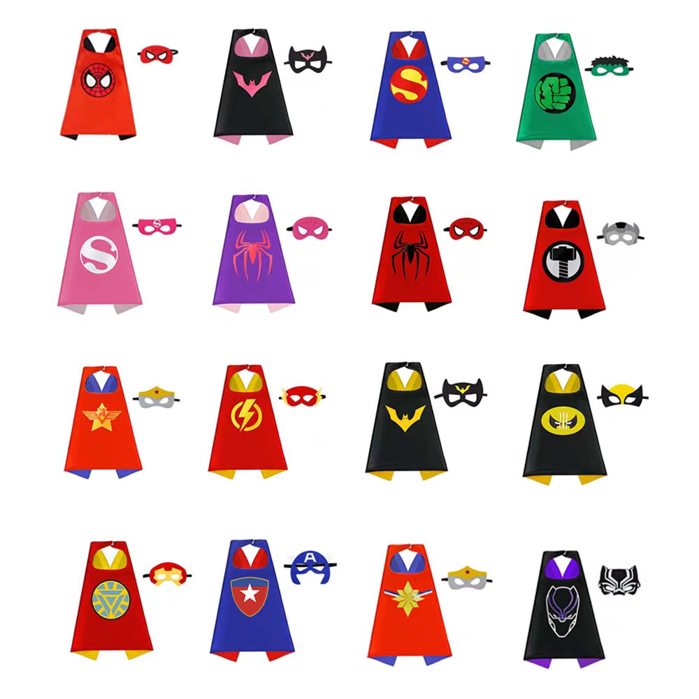 Cadeaux d'anniversaire Capes de super-héros pour garçon et fille, Costumes de dessin animé, fournitures de fête, cape de pâques et d'halloween