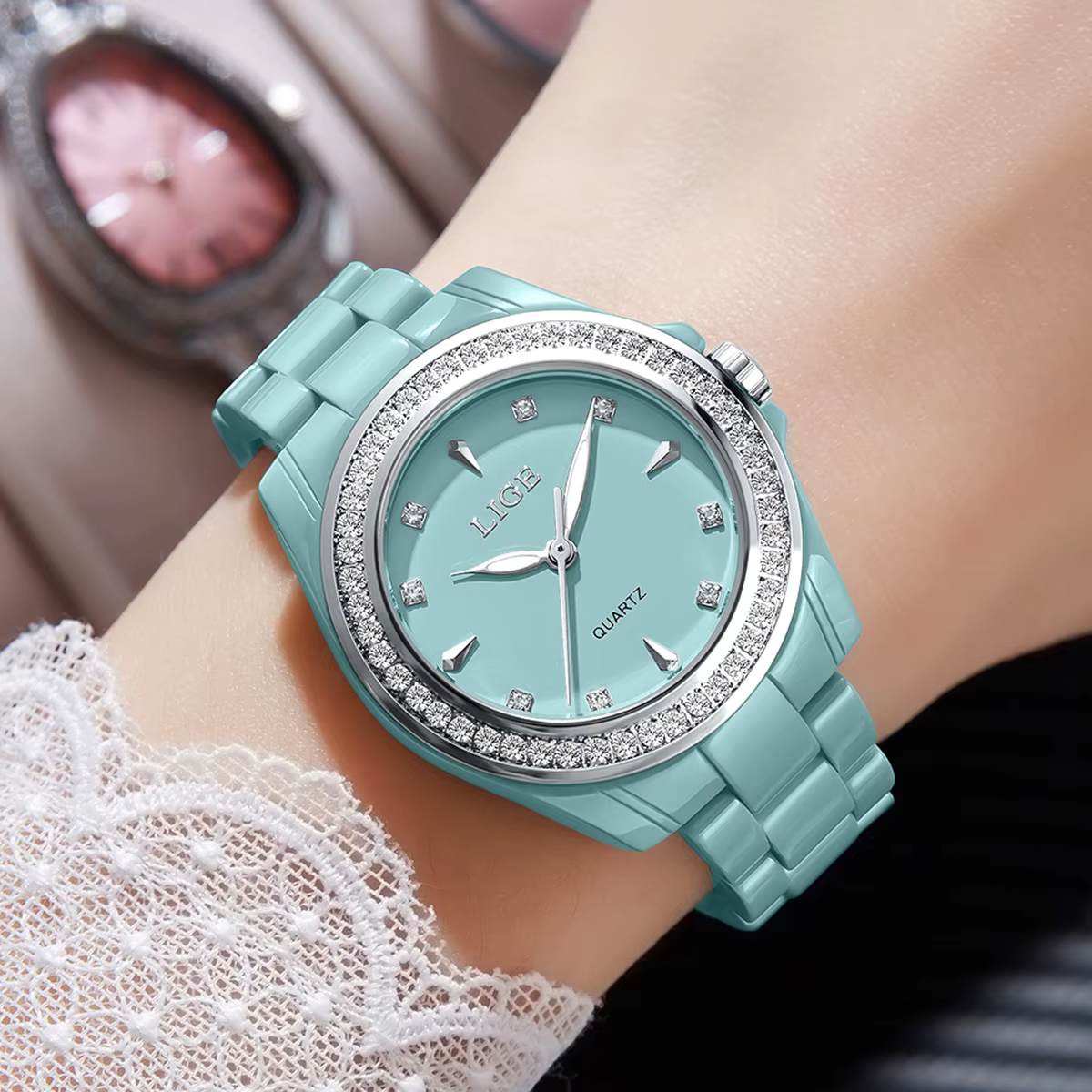 LIGE montre pour femme 2026 nouvelle céramique élégante