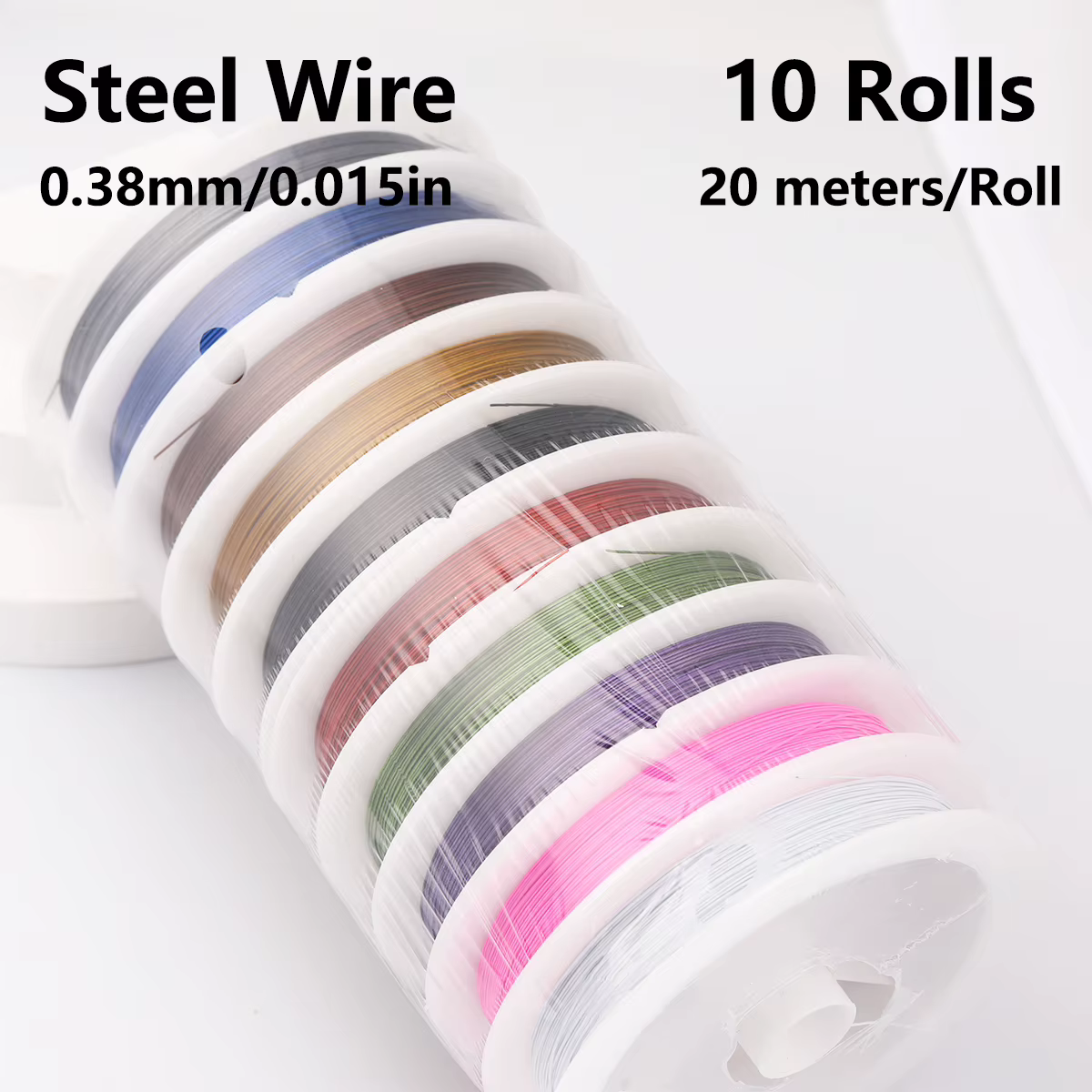 2 rouleaux de fil en acier inoxydable doré et argenté, 0.38mm, fil à perles pour bricolage, décoration de bracelets, fournitures artisanales pour stylos