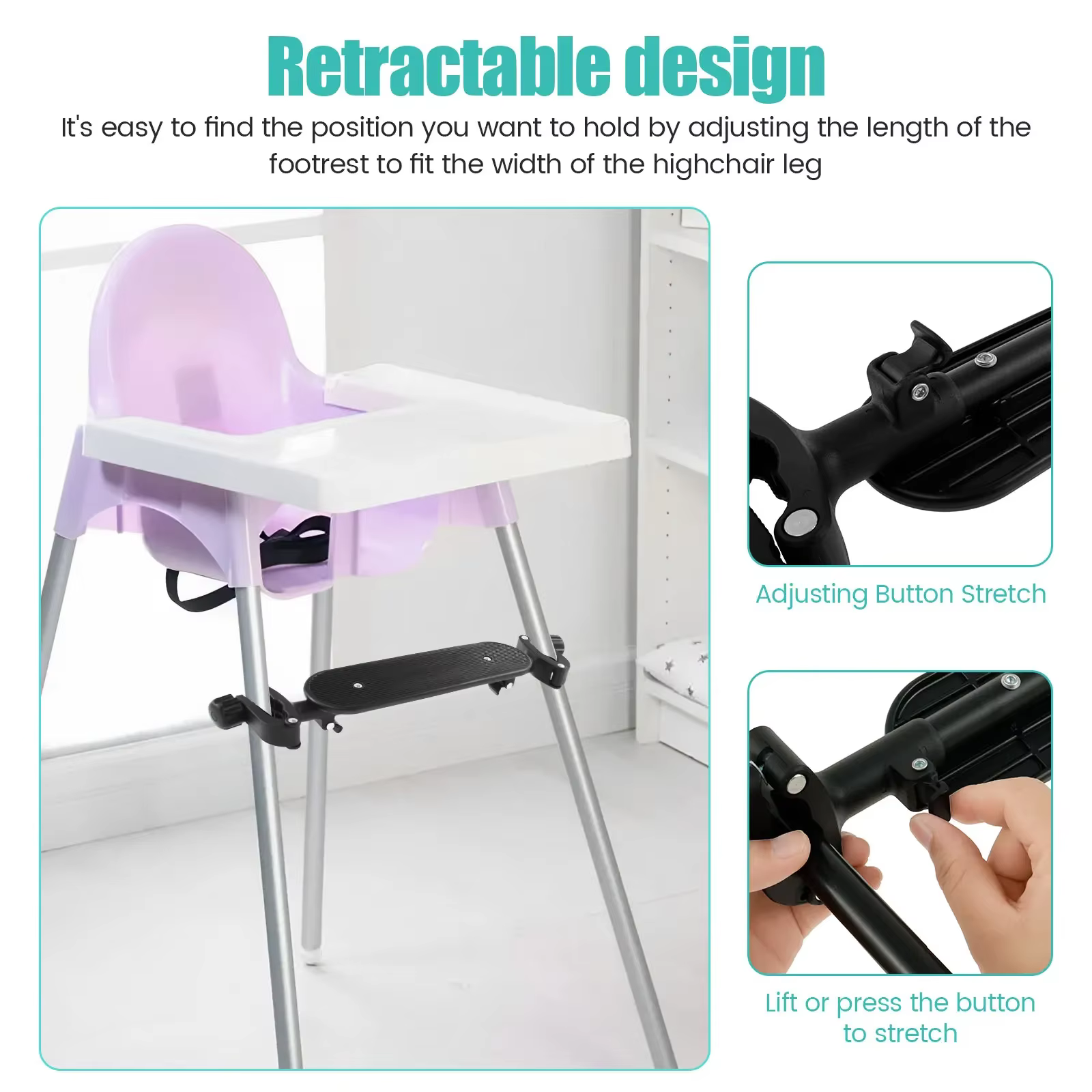 Repose-pieds réglable pour chaise haute bébé, repose-pieds antidérapant, marchepied pour chaise haute, pédale, accessoires de sécurité pour nourrissons et nouveau-nés