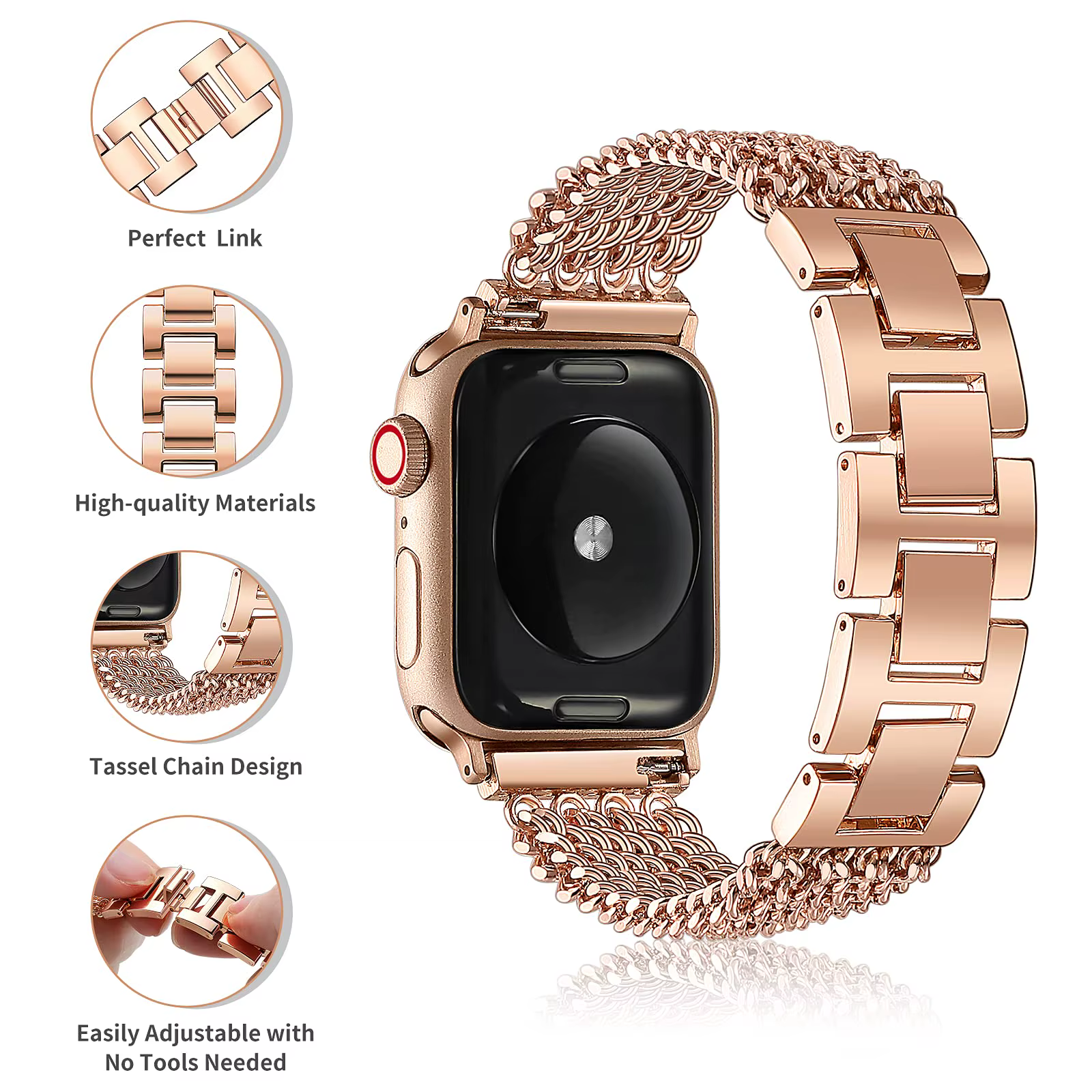 Coque et bracelet de montre en métal pour Apple watch
