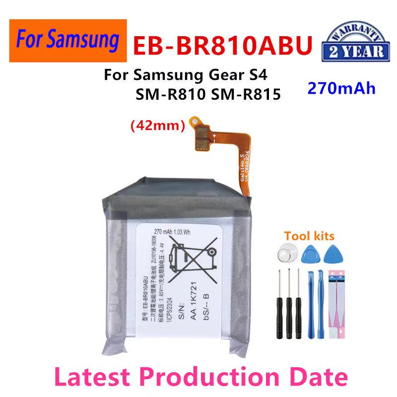 Nouvelle batterie EB-BR810ABU pour Samsung Galaxy Watch Gear S4 42mm/Gear Live/S2 classic/Gear 1/Active 1 2 3/Watch 3/Gear S/Gear 2