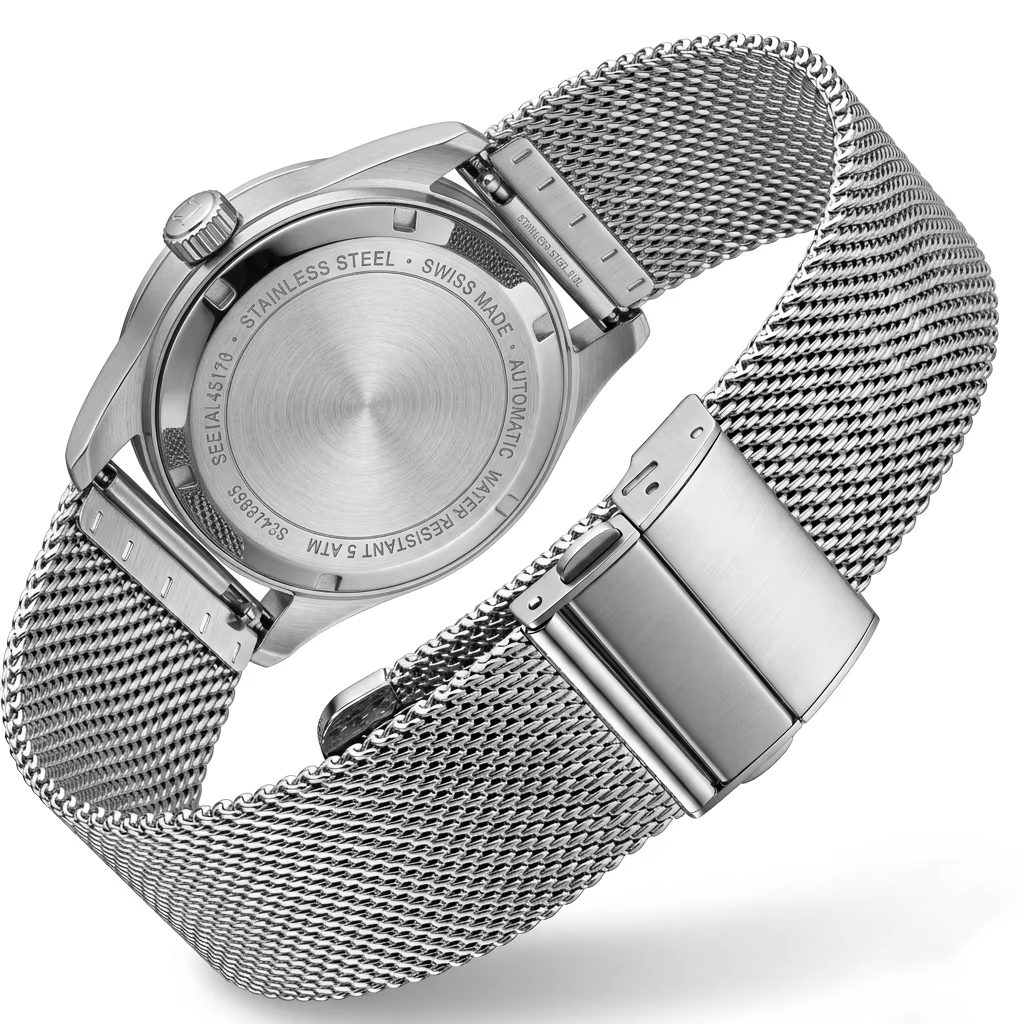 Bracelet de montre en maille milanaise 16 18 20 22 mm avec fermoir double-poussoir, bracelet argenté et noir compatible avec les montres connectées Samsung Huawei