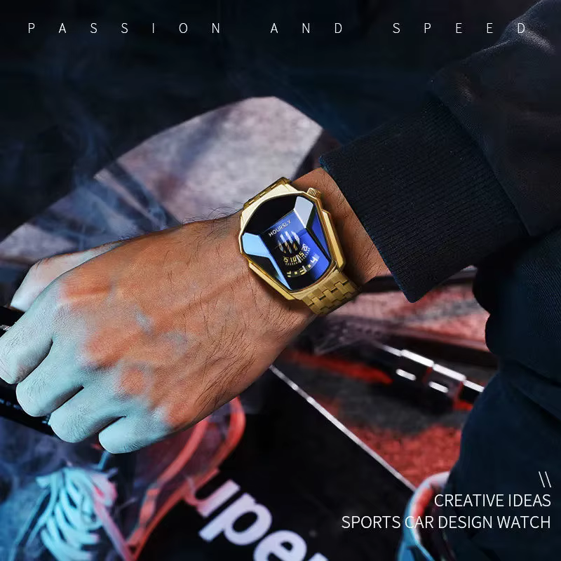 Hommes montre-bracelet or marque de luxe haut en acier inoxydable bande mode montres à Quartz