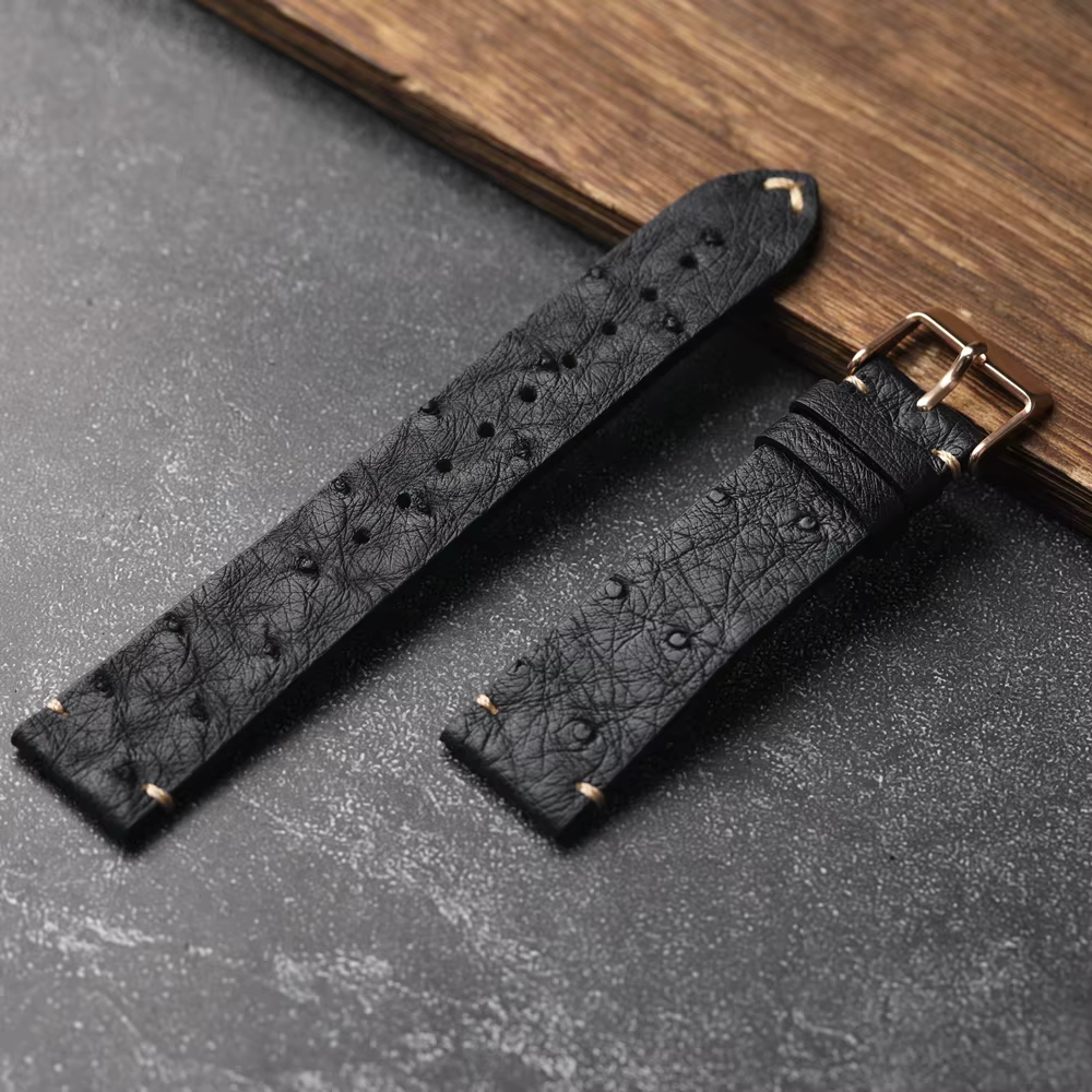 Bracelet en cuir d'autruche sud-africain pour homme