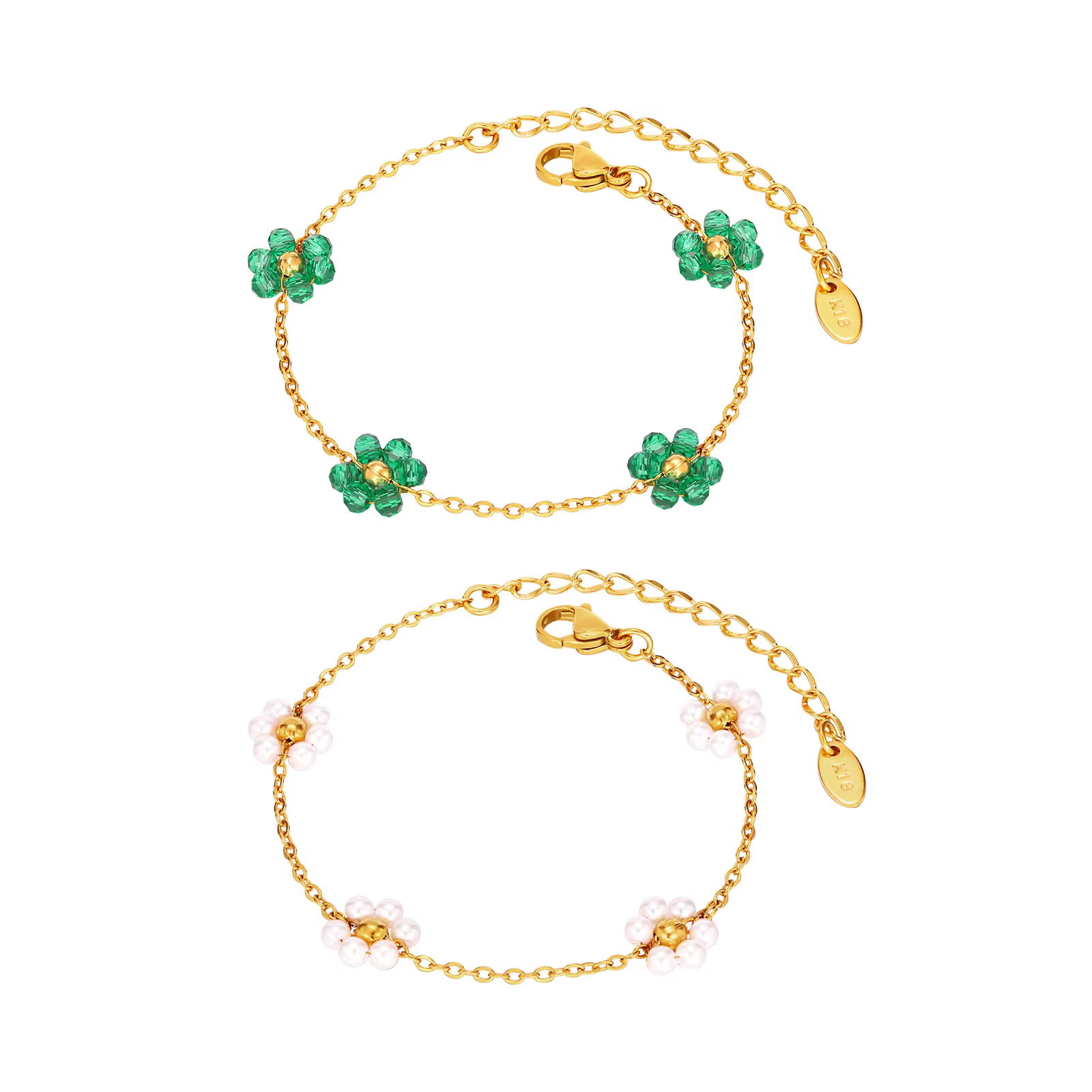 Destroy AndrFlower-bracelet pour femmes, bracelet plaqué or JO18 K, maillon ajustable en acier inoxydable, bijoux boho d'été