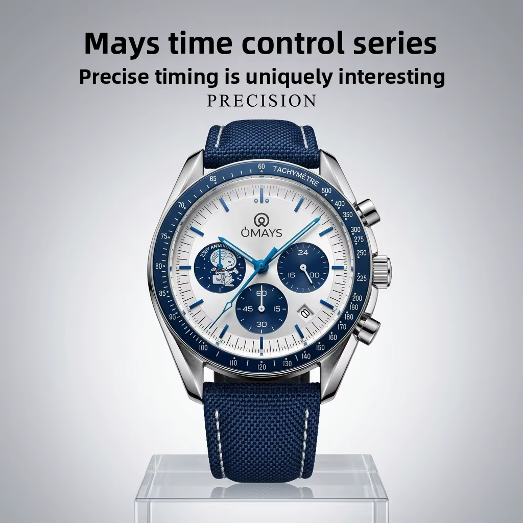 OMAYS 50th Anniversary Racing Chronograph Bracelet en nylon bleu – Montre de sport haut de gamme pour homme