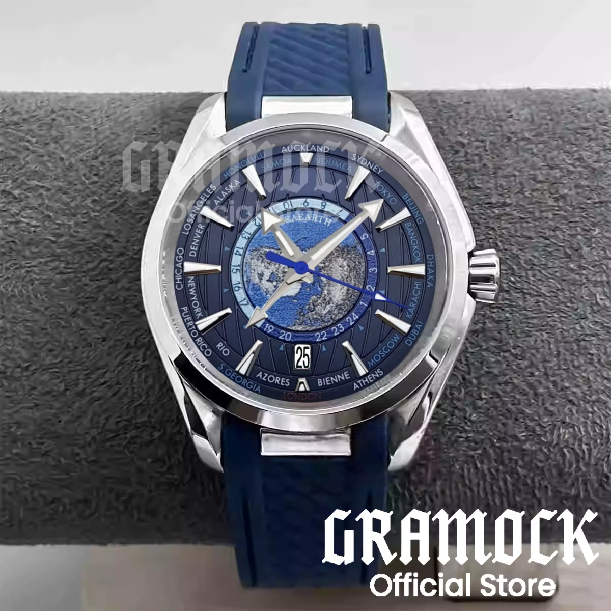 Gramock 40mm heure mondiale GMT Zone carte hommes 6 heures Date montre automatique NH34A mécanique plongée montre-bracelet en acier/caoutchouc bracelet