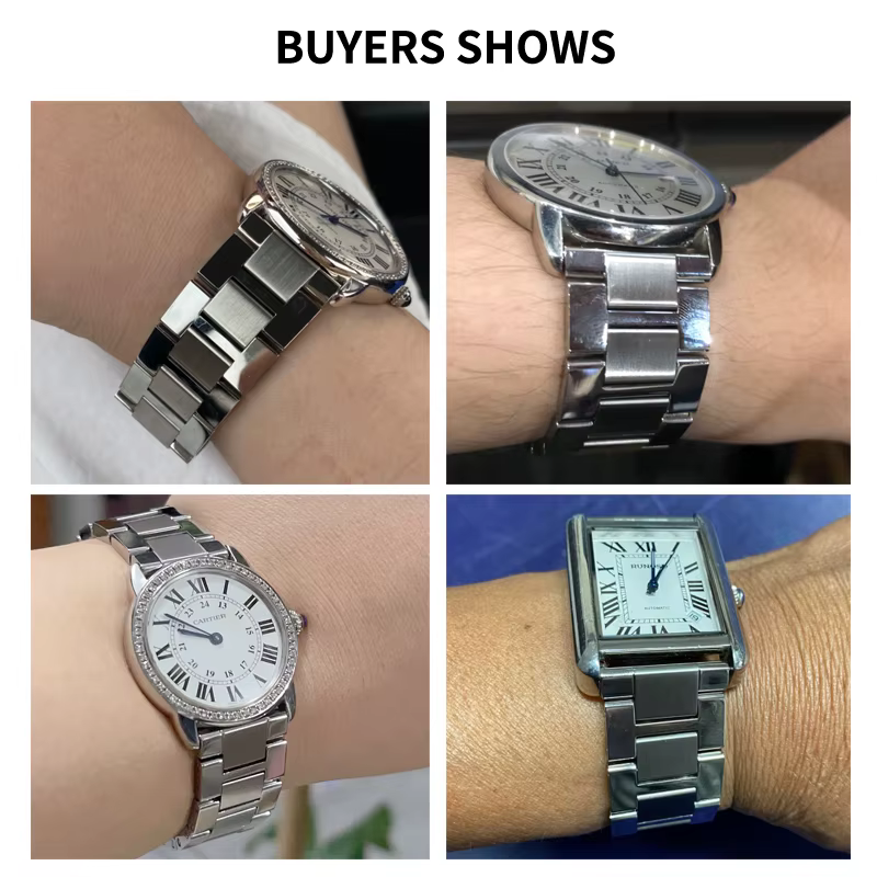 Bracelet de montre en acier inoxydable massif de haute qualité pour Cartier Tank Solo Ronde Series