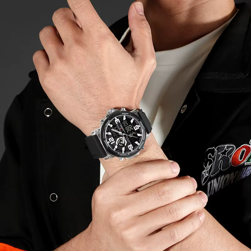 NAVIFORCE 2026 Montre Chronographe Homme Étanche 5ATM Double Affichage Alarme Semaine Mode Sport Cadeau Montre-Bracelet Relogio Masculino