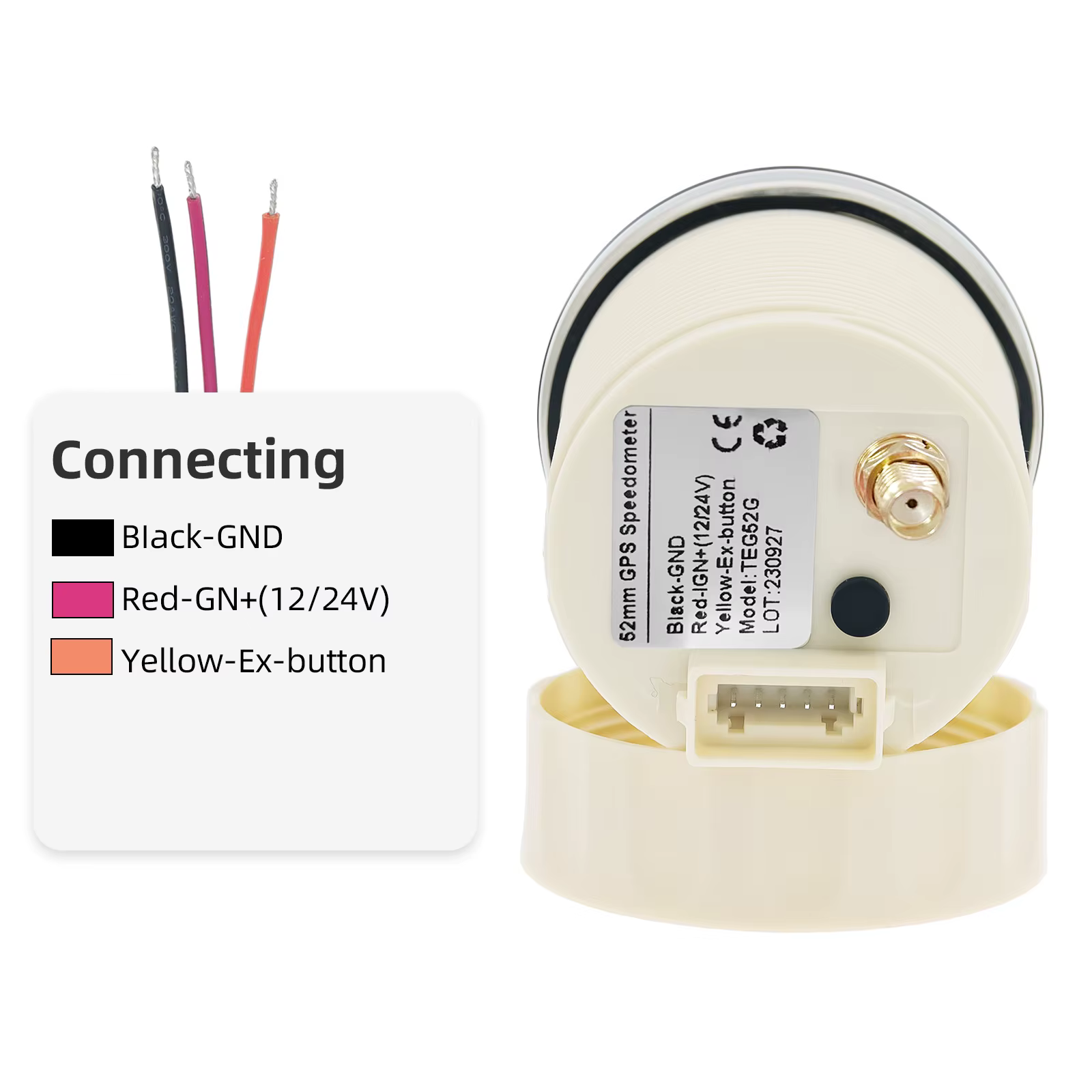 Compteur de vitesse GPS numérique étanche 52MM avec antenne GPS KMH MPH noeuds COG GPS pour voiture marine moto vert rouge blanc LED