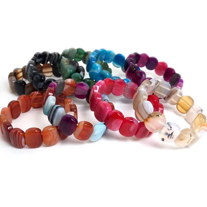 Nouveau Bracelet élastique en pierre de cristal d'agate naturelle 13x18mm pour hommes et femmes, breloque de fête sur la plage, bijoux à la mode pour cadeau de fête