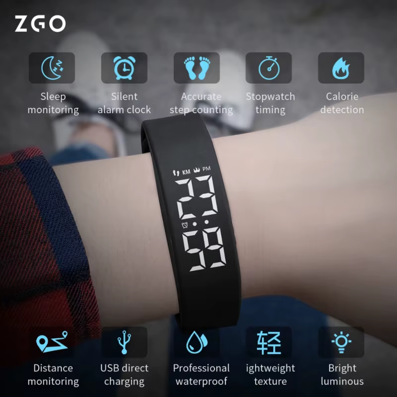 ZGO montre multifonctionnelle pour hommes garçons filles sport IP65 étanche podomètre chronographe réveil 663X